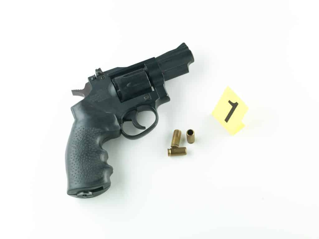 gun and bullet casing evidence